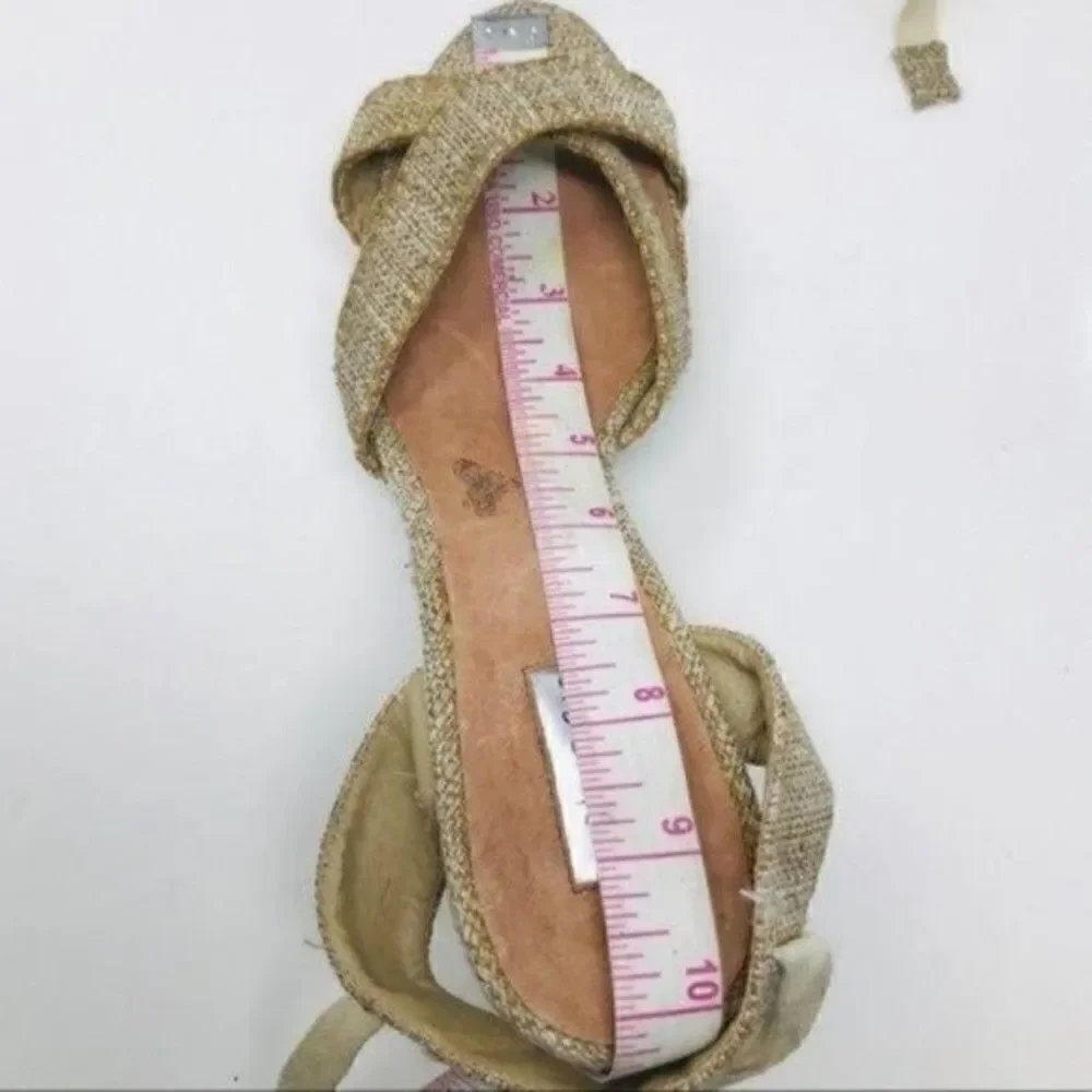 Halogen womans nude lace up Espadrille wedges sz 10 BoxP